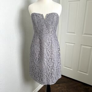 J Crew women’s 6 Light Gray lace strapless dress‎